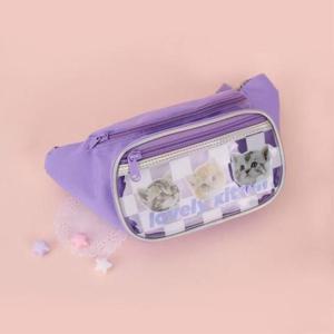 [생활] 러블리 체크 키튼 아동 힙색 슬링백 WH0618