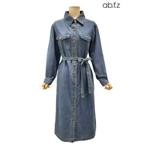 [에이비에프지]단추 포인트 긴팔 롱 데님 원피스 APA5HO34G