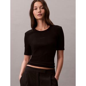 [캘빈클라인 진]여성 CK 립 나노 스판 슬림핏 반팔 티셔츠 블랙 44F211G (44F211G-UB1)