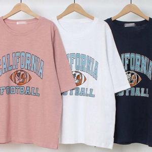 로고 반팔티 의류 305O268S 빅사이즈 트임 풋볼