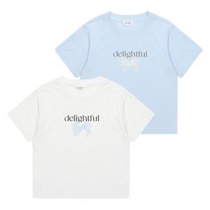 [에꼴리에]여자 여름이월 3부 리본 레터링 크롭티(25B1458)