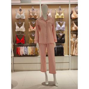 [비비안 란제리] 비비안 면 혼방스트라이프 여성파자마 WP8812A 핑크 WP8812A