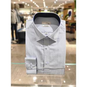 [듀퐁셔츠] 듀퐁 와이셔츠(SE5SM22LS758SBU)슬림핏 긴소매 순면 블루 스트라이프 셔츠 SE5SM22LS758