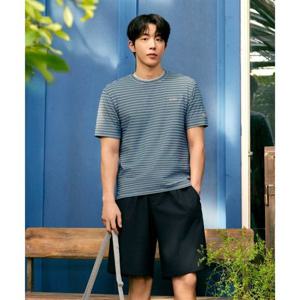 아이더 TECH LINEN (테크 린넨) 남성 스트라이프 반팔 라운드 티셔츠_Navy DMM26259N4 413269