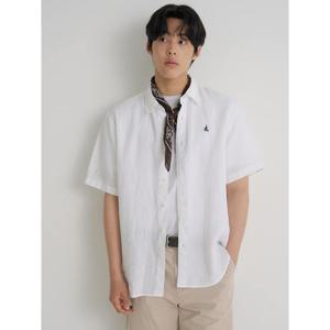 [빈폴멘] 리넨 솔리드 반소매 셔츠  화이트 (BC6365C221)