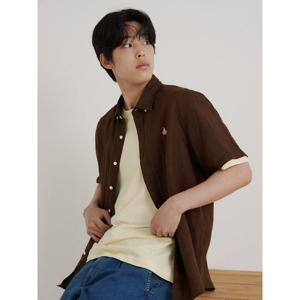 [빈폴멘] 리넨 솔리드 반소매 셔츠  브라운 (BC6365C22D)