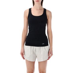 MM6메종마르지엘라 로고 라벨 스쿱넥 스트레치 탱크 탑 MKD5200