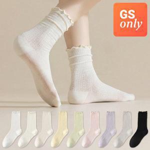 [4/21(화) 1,000원 추가쿠폰/GS단독/5켤레세트] 파스텔 메쉬 레이스 시스루 삭스 중목 양말