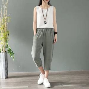 [제라카] 여름 린넨 시원한 7부바지 밴딩 편한 팬츠 MDP652