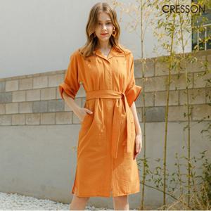 크레송 오렌지 여성 시어서커 원피스 C212OP01A_OR