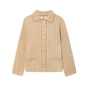 닥스 여성 24FW 클리어런스SET-UP울 카멜 글리터 하운드투스 패턴 카라 가디건 DLSW4D809CM