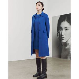 닥스 여성 24FW 클리어런스울100% 블루 솔리드 트윌 조직감 롱 맥코트 DLCO4D803B2