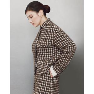 닥스 여성 24FW 클리어런스SET-UP울 브라운 하운드투스 패턴 트위드 자켓 DLJA4D905W2