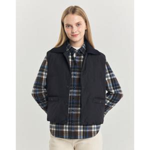 헤지스 여성 24FW 클리어런스구스다운 네이비 카라 숏 중량다운 베스트 HSJU4D905N2