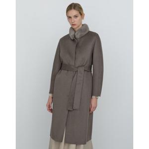 닥스 여성 24FW 클리어런스밍크FUR캐시미어 카키 스트랩 핸드메이드 롱 코트 DLCO4D003K5