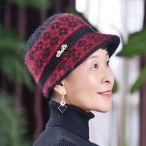 여성 중년 융털 기모 펄사 니트모자 캡비니 캡벙거지