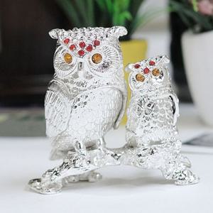 고목 부엉이 (중) 은 장식소품