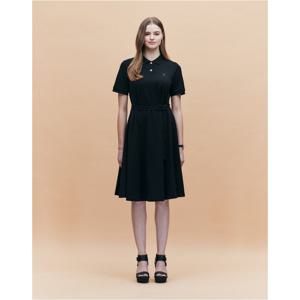 헤지스 여성 25SS 면블랙 A라인 클래식 피케 반소매 원피스 HSDR5BC31BK