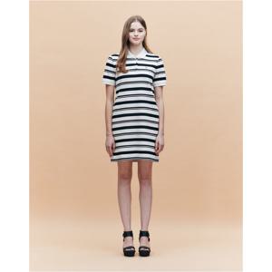 헤지스 여성 25SS 면아이보리 스트라이프 미니 피케 반소매 원피스 HSDR5BC38IV