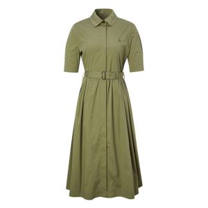 헤지스 여성 25SS 면카키 클래식 셔츠형 반소매 원피스 HSDR5B202K2