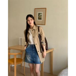헤지스 여성 25SS 가격인하데님블루 H라인 미니 데님 스커트 HSSK5B308B2