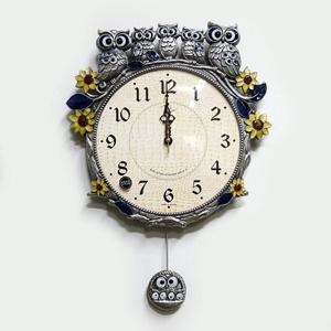 썬플라워 부엉이가족 주석 무소음 인테리어 벽시계