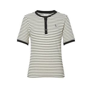 헤지스 여성 아이보리 스트라이프 헨리넥 반소매 티셔츠 HSTS5BS07IV
