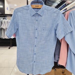 [레노마셔츠]일반핏/ 반소매/CVC슬럽 스트라이프/여름 반팔 셔츠