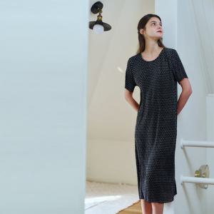 비너스 시원한 착용감 주름지 기하나염 여성 실내복 원피스 VEV3921L