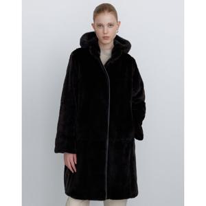 닥스 여성 24FW 클리어런스밍크FUR리버시블 블랙 탈착 후드 위즐&타프타 롱 코트 DLCO4D861BK
