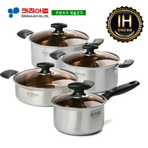 키친아트 아인스(IH) 스테인레스냄비 4종SET(18+20+26곰+26전)
