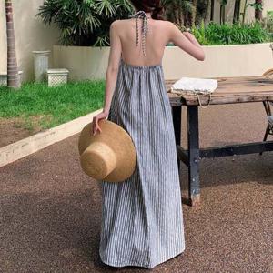 비치원피스 F007244_바캉스룩 백리스 빈티지 롱원피스 해외여행