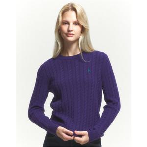 헤지스 여성 24FW 클리어런스스테디셀러울100% 바이올렛 케이블 라운드넥 스웨터 WSSW4DC86V3