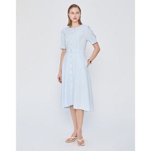 헤지스 여성 25SS 면라이트블루 벨티드 반소매 원피스 HSDR5BP65B1