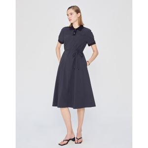 헤지스 여성 25SS 면네이비 스트랩 카라 배색 반소매 원피스 HSDR5BP63N2
