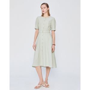 헤지스 여성 25SS 면카키 벨티드 반소매 원피스 HSDR5BP65K2