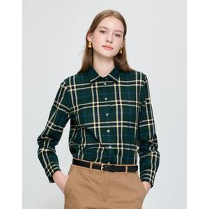 헤지스 여성  베이직 체크 셔츠 다크그린 HSSH5DC82E3