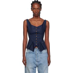 26 SS 비비안웨스트우드 여성 네이비 먼데이 베스트 탑 252314F111007