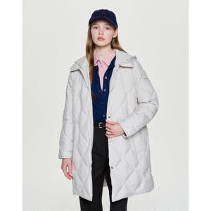 헤지스 여성  니트후드 롱 구스 다운 점퍼 라이트베이지 HSJU5D012I1