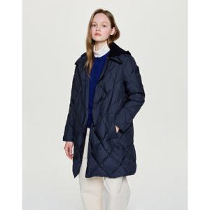 헤지스 여성 25FW ONLINE EXCLUSIVE니트후드 롱 구스 다운 점퍼 네이비 HSJU5D012N2