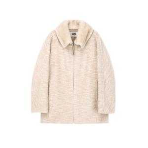 닥스 여성 25FW 이탈리아 소재/High Cashmere Blend 베이지 밍크퍼 울캐시미어 하프집업 코트 DLCO5D117I2