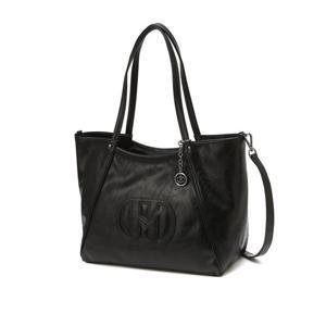 [헤지스]HIBA6E538BK_여성 블랙 로고배색 가죽 숄더백