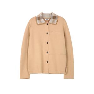 닥스 여성  베이지 니트 체크 카라 가디건형 티셔츠 DLTS5DE93I2