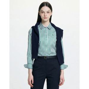 헤지스 여성 26SS 아이코닉 런던 스트라이프 셔츠 다크그린 HSSH6BC20E3