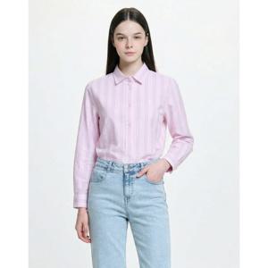 헤지스 여성 26SS 아이코닉 루즈크랍 옥스포드 멀티스트라이프 셔츠 핑크 HSSH6BC23P2