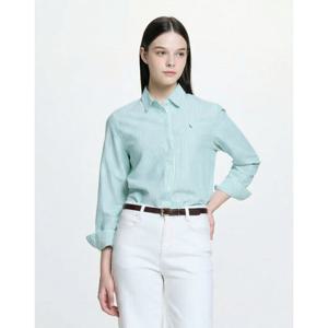 헤지스 여성 26SS 20%가격인하아이코닉 옥스포드 스트라이프 셔츠 그린 HSSH6AC14E2