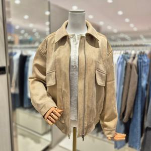 [비지트인뉴욕]밑단 밴딩 스웨이드 집업 점퍼 VC2LE72