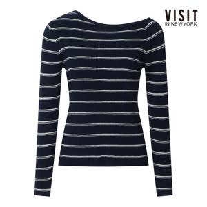 [비지트인뉴욕]언발 라인 스트라이프 니트 V62LK01