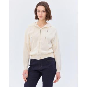 헤지스 여성 25SS 스테디셀러면아이보리 긴소매 후드 집업 가디건 WSSW5B202IV