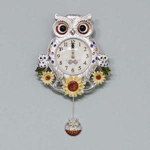 해바라기부엉이-추 은도금 무소음 벽시계 해바라기시계 부엉이시계 추시계 인테리어벽시계 벽걸이시계 엔틱벽시계 거실벽시계